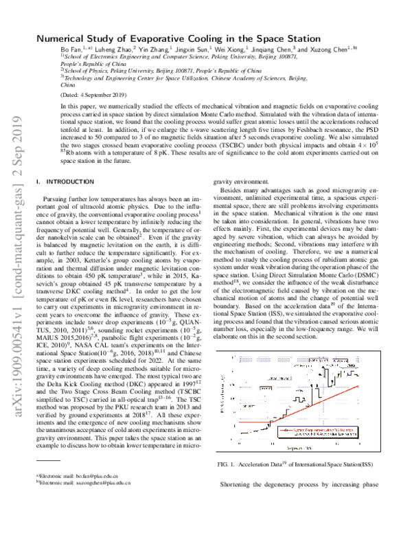 (PDF) Numerical study of evaporative cooling in the space station