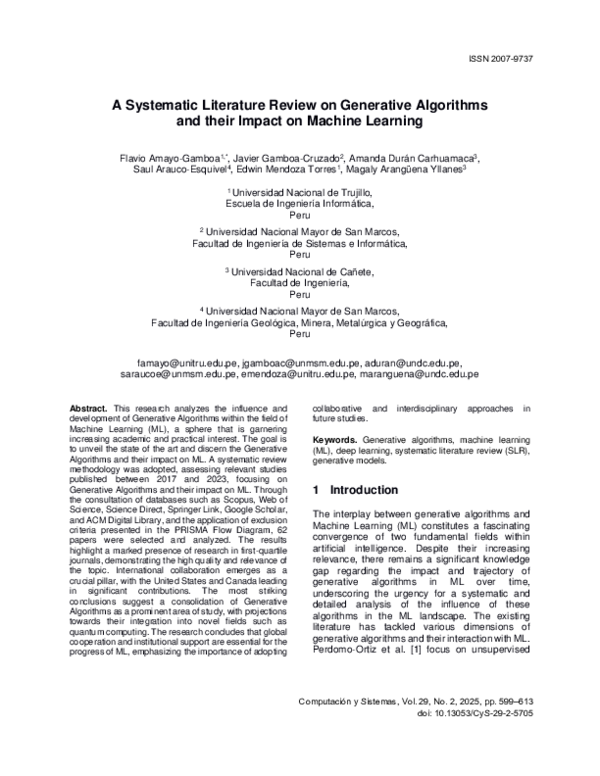 (PDF) A Systematic Literature Review on Generative Algorithms and their ...