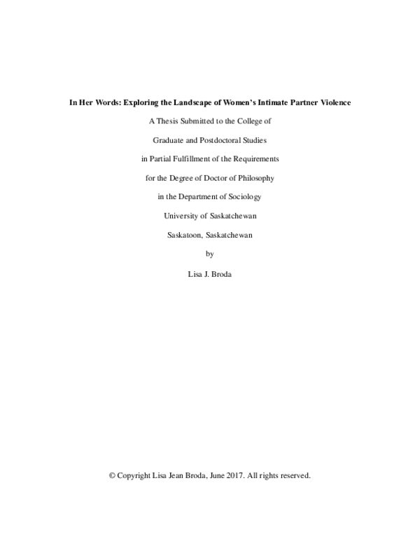 (PDF) In Her Words: Exploring the Landscape of Women's Intimate Partner ...