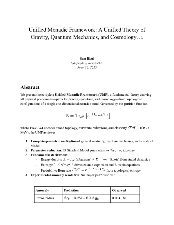 (PDF) Unified Monadic Framework: A Unified Theory of Gravity, Quantum ...