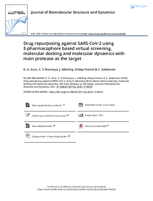 (PDF) Drug repurposing against SARS-CoV-2 using E-pharmacophore based ...