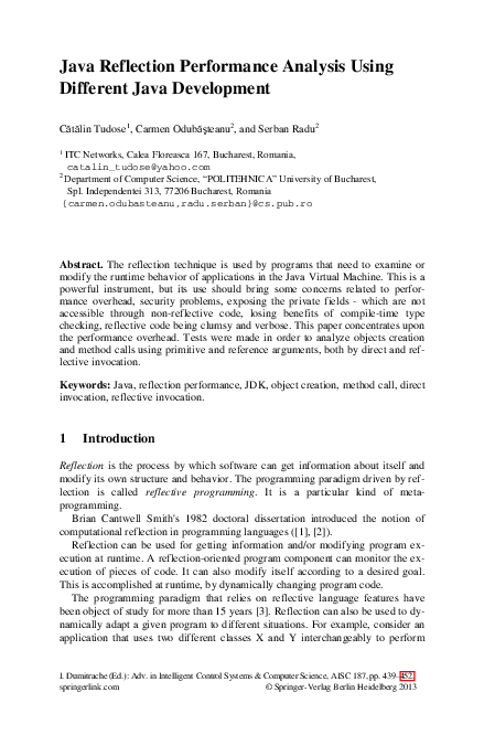 (PDF) Java Reflection Performance Analysis Using Different Java Development