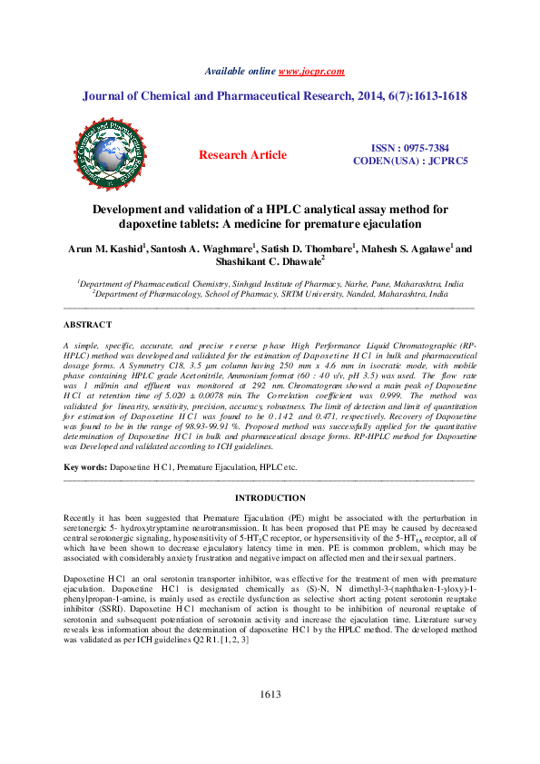 (PDF) Development and validation of a HPLC analytical assay method for ...