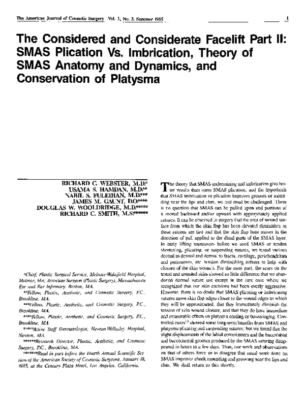 (PDF) The Considered and Considerate Facelift Part II: SMAS Plication ...