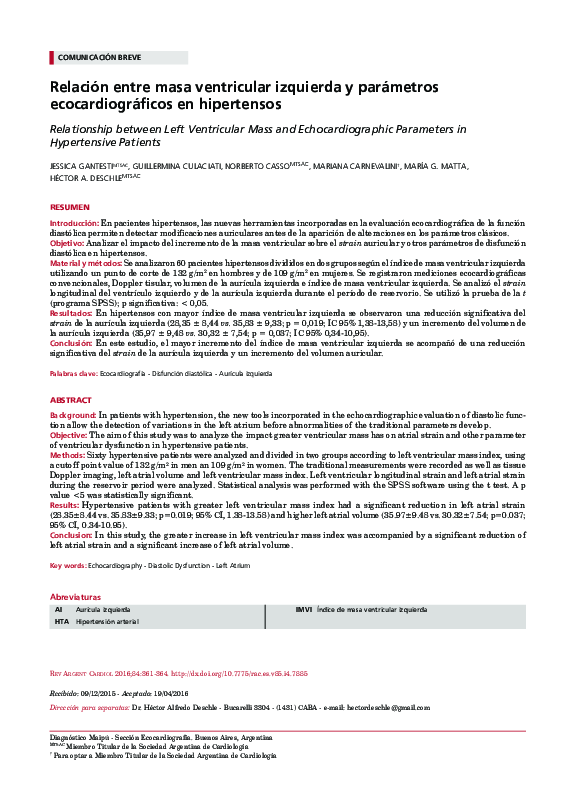 (PDF) Relationship between Left Ventricular Mass and Echocardiographic ...