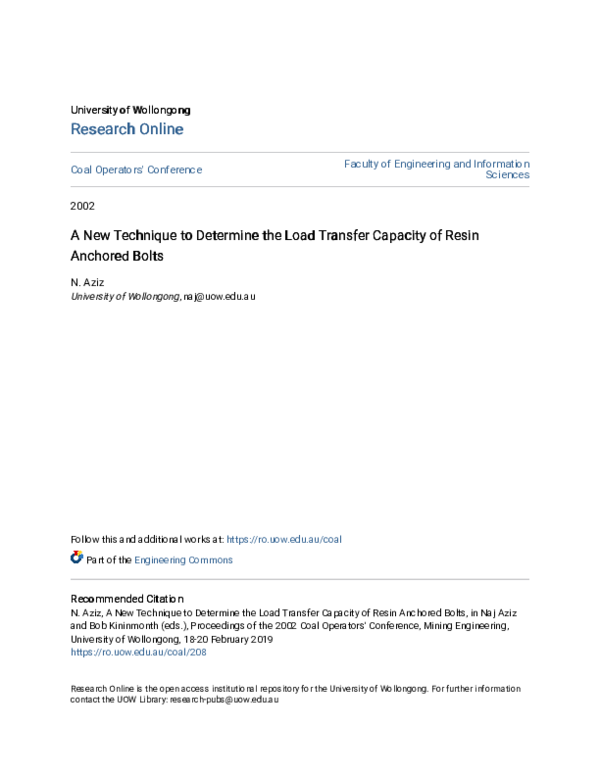 (PDF) A New Technique to Determine the Load Transfer Capacity of Resin ...