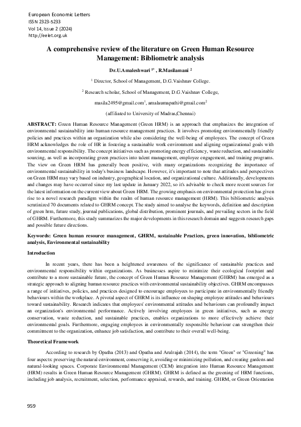 (PDF) A comprehensive review of the literature on Green Human Resource ...