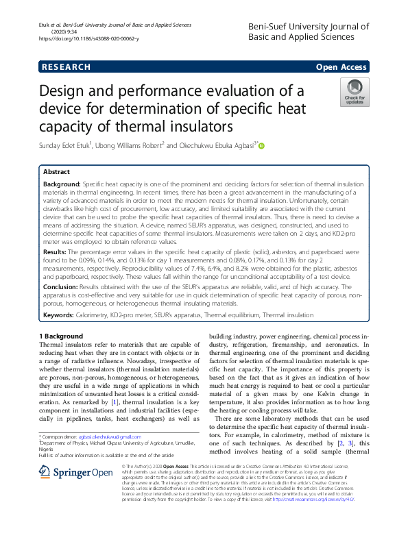 (PDF) Design and performance evaluation of a device for determination ...