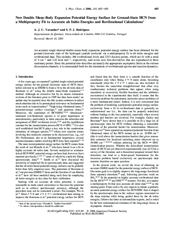 (PDF) New Double Many-Body Expansion Potential Energy Surface for ...