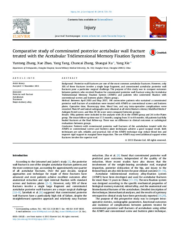 (PDF) Comparative study of comminuted posterior acetabular wall ...