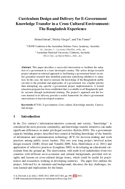 (PDF) Curriculum Design and Delivery for E-Government Knowledge ...