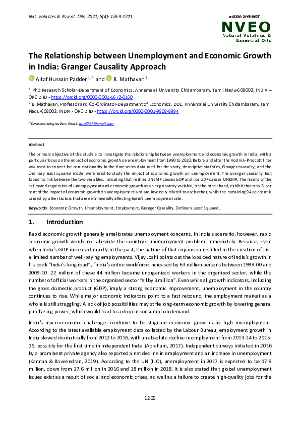 (PDF) The Relationship between Unemployment and Economic Growth in ...