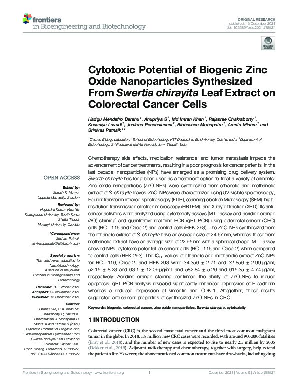 (PDF) Cytotoxic Potential of Biogenic Zinc Oxide Nanoparticles ...