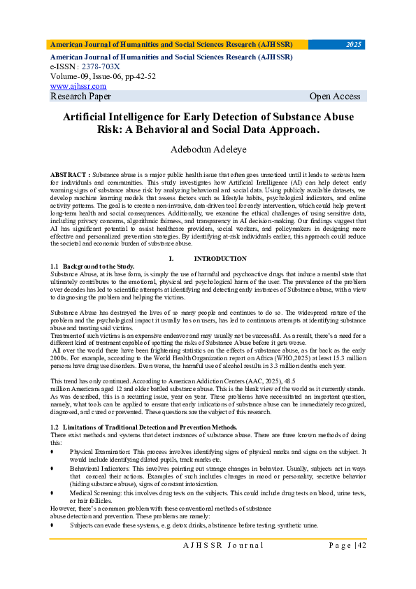 (PDF) Artificial Intelligence for Early Detection of Substance Abuse ...