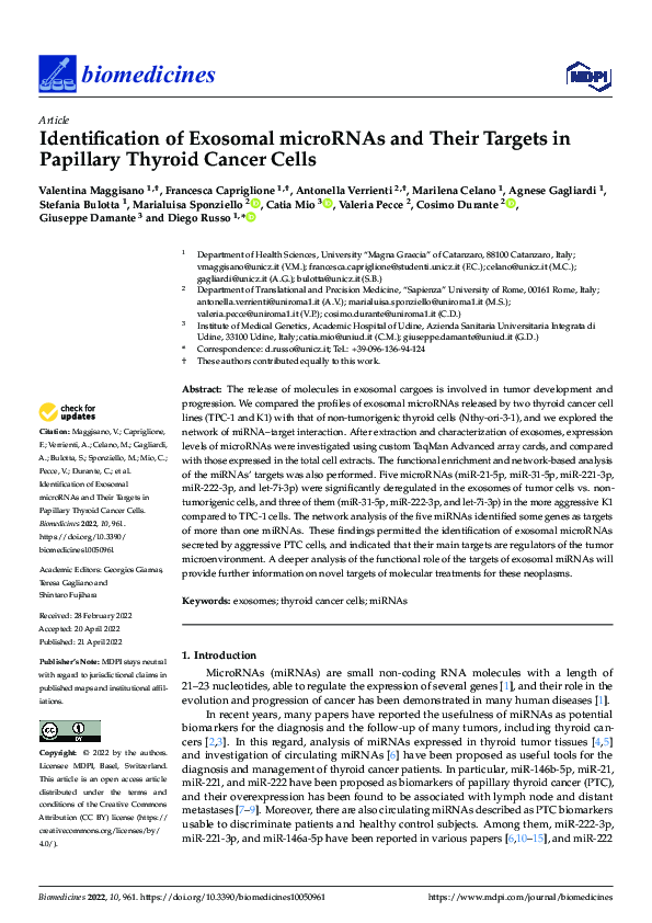 (PDF) Identification of Exosomal microRNAs and Their Targets in ...