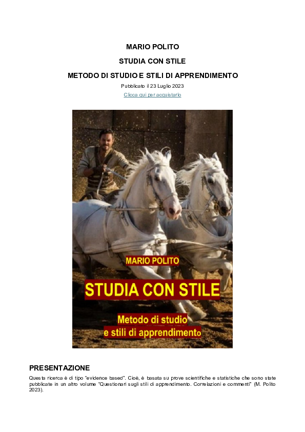(PDF) Mario Polito (2023), Studia con stile. metodo di studio e stili ...