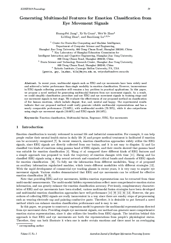 (PDF) Generating Multimodal Features for Emotion Classification from ...
