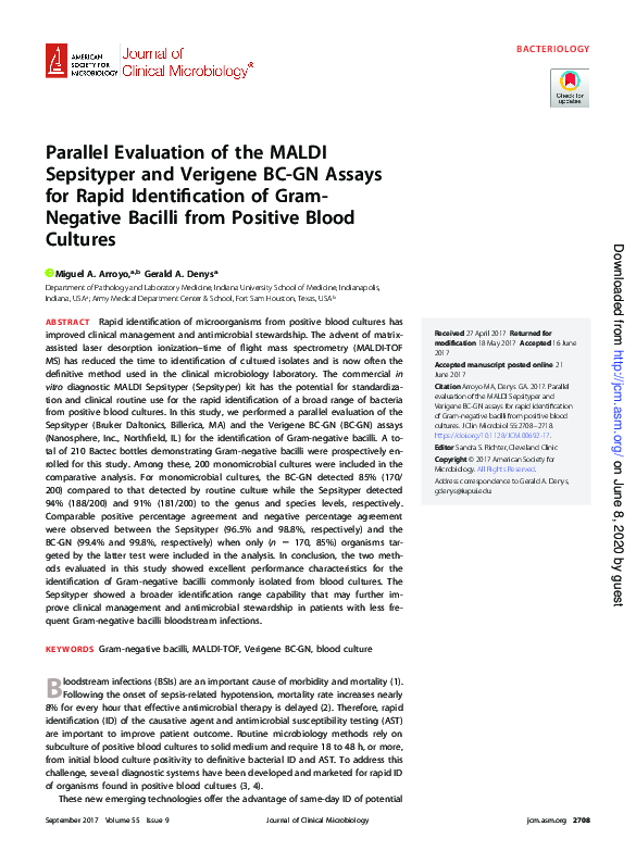 (PDF) Parallel Evaluation of the MALDI Sepsityper and Verigene BC-GN ...