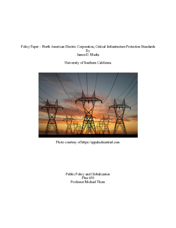 (PDF) Policy Paper – North American Electric Corporation, Critical ...
