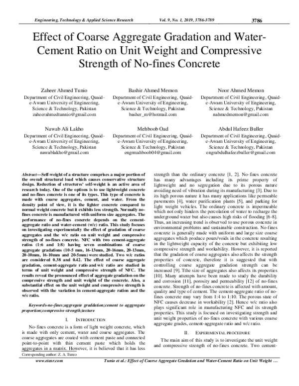(PDF) Effect of Coarse Aggregate Gradation and Water-Cement Ratio on ...