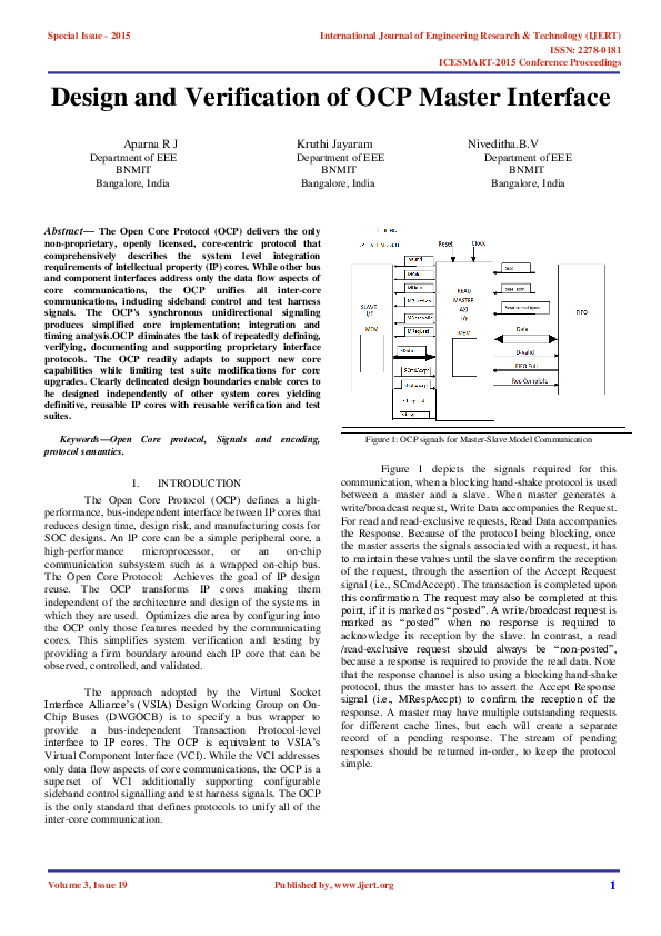 (PDF) Design and Verification of OCP Master Interface