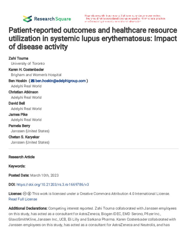 (PDF) Patient-reported outcomes and healthcare resource utilization in ...