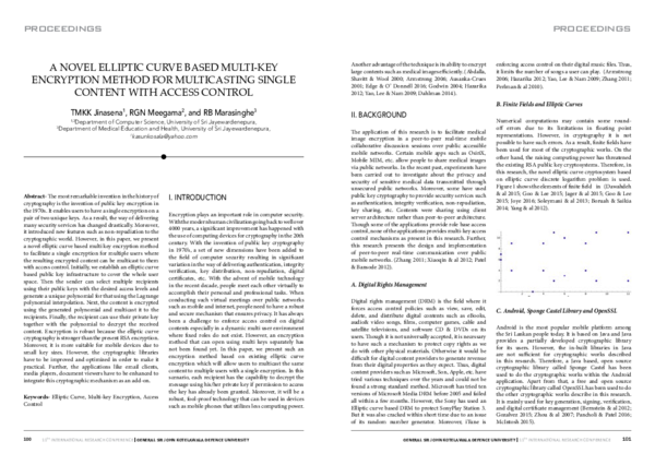 (PDF) A Novel Elliptic Curve Based Multi-Key Encryption Method for ...