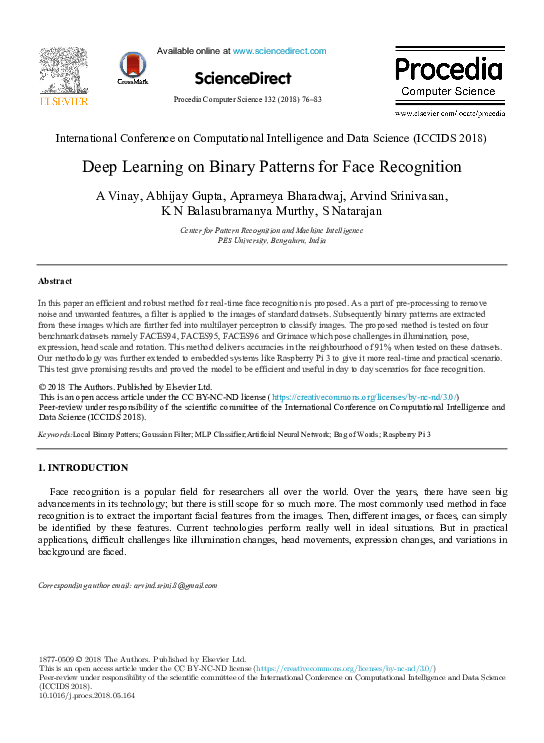 (PDF) Deep Learning on Binary Patterns for Face Recognition