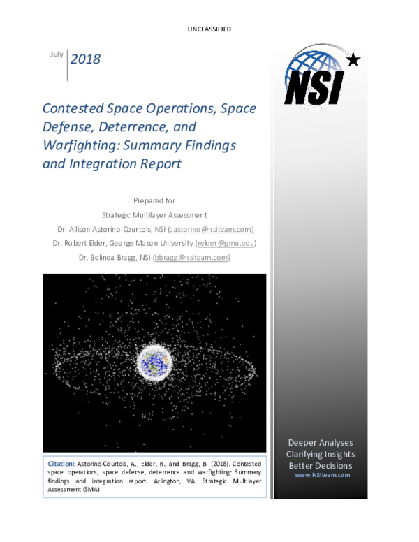 (PDF) Contested Space Operations, Space Defense, Deterrence, And ...