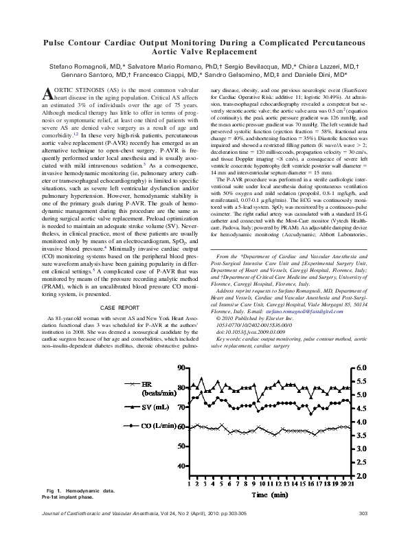 (PDF) Pulse Contour Cardiac Output Monitoring During a Complicated ...