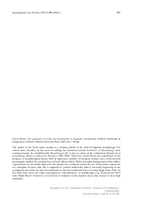 (PDF) Geert Booij, The grammar of words: An introduction to linguistic ...