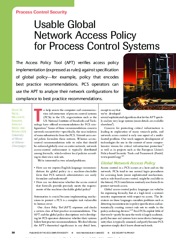 (PDF) Usable Global Network Access Policy for Process Control Systems
