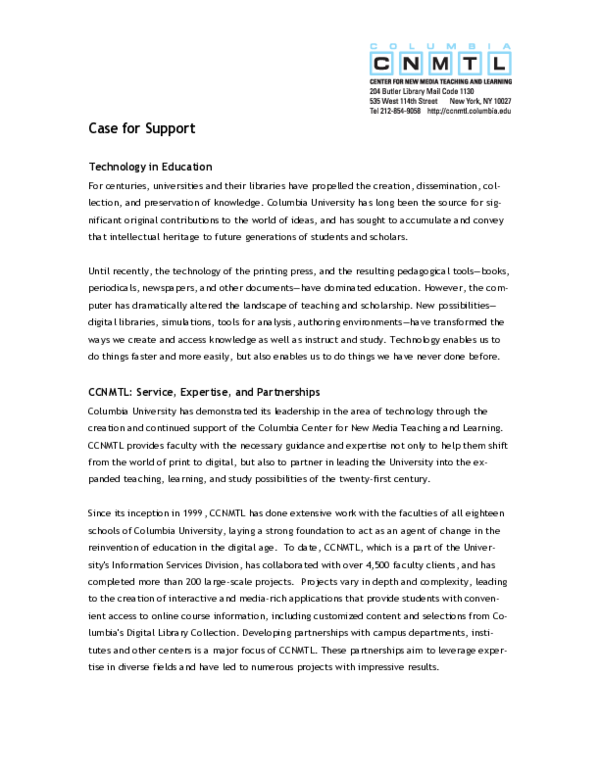 (PDF) Case for Support