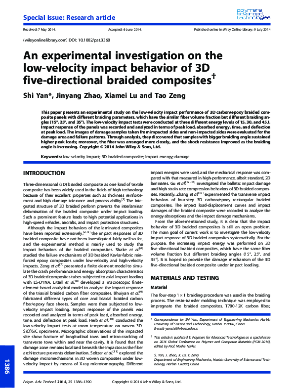 (PDF) An Experimental Investigation on Low-velocity Impact Response of ...