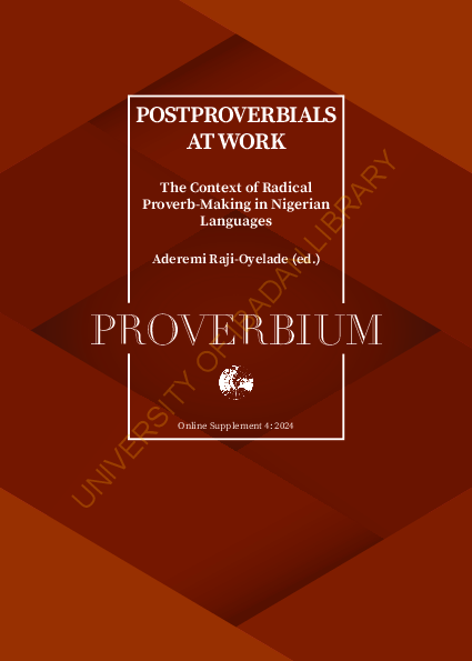 (PDF) POSTPROVERBIAL IRONY IN CONTEMPORARY AFRICAN CULTURAL EXPRESSIONS