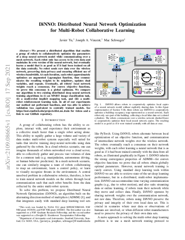 (PDF) DiNNO: Distributed Neural Network Optimization for Multi-Robot ...
