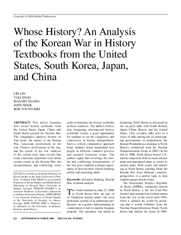 (PDF) Whose History? An Analysis of the Korean War in History Textbooks ...