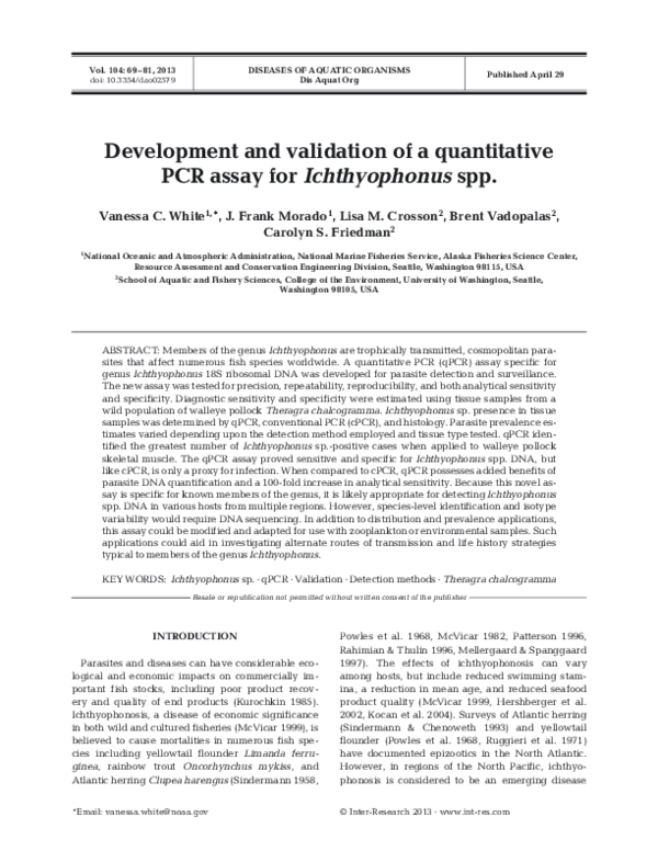 (PDF) Development and validation of a quantitative PCR assay for ...