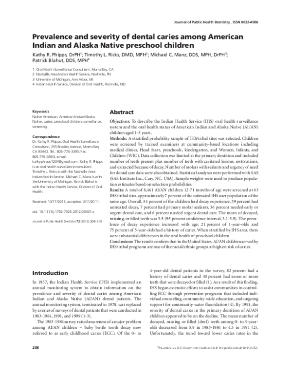 (PDF) Prevalence and severity of dental caries among pensioners in ...