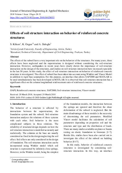(PDF) Effects of soil structure interaction on behavior of reinforced ...