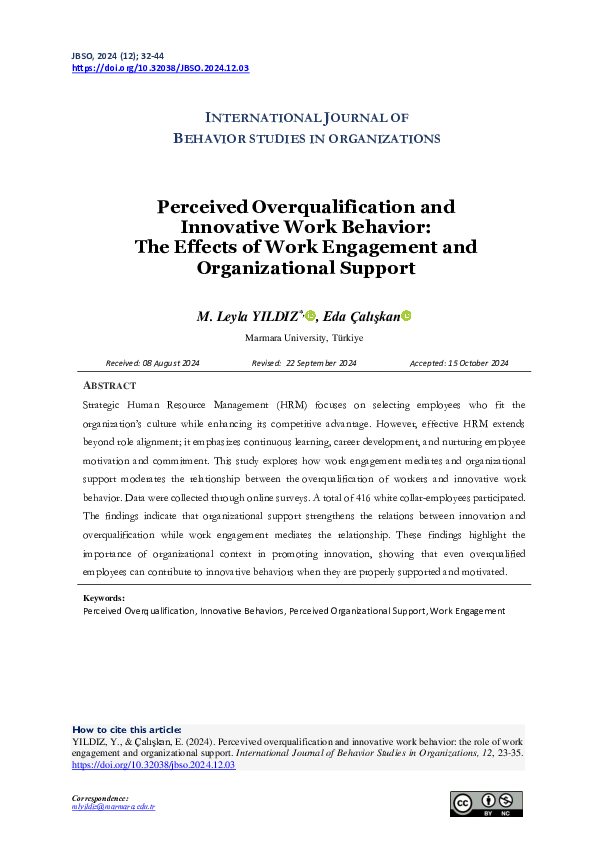 (PDF) Perceived Overqualification and Innovative Work Behavior: The ...