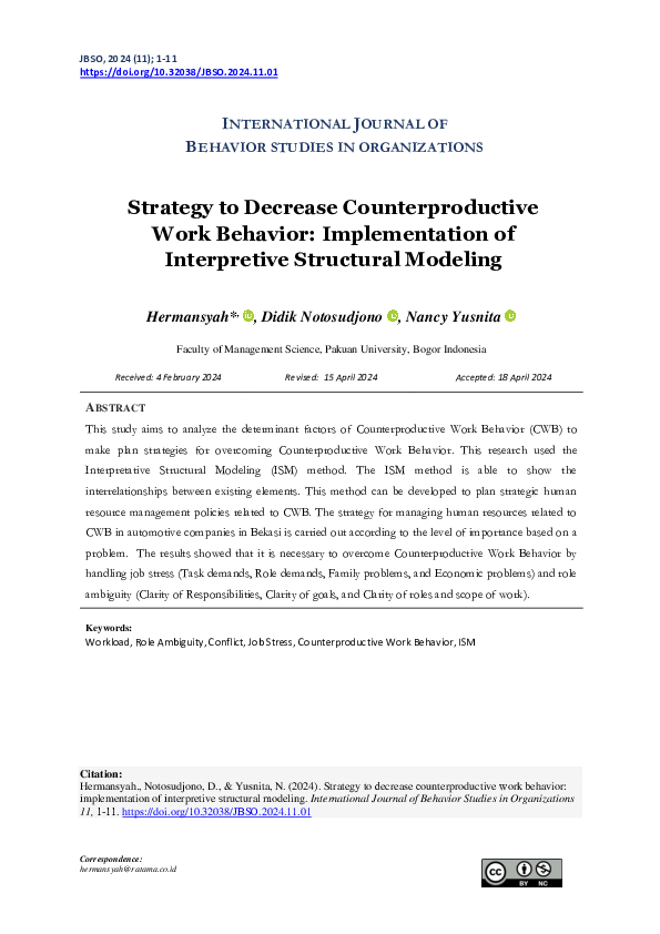 (PDF) Strategy to Decrease Counterproductive Work Behavior ...