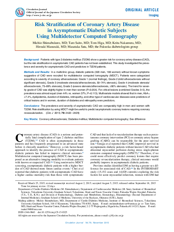(PDF) Risk stratification of coronary artery disease using ...