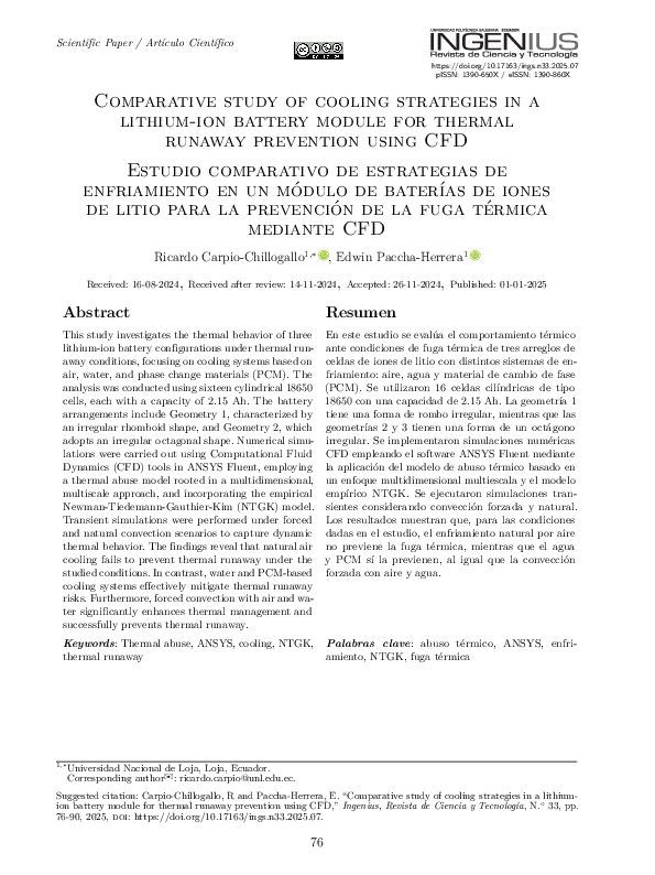 (PDF) Comparative study of cooling strategies in a lithium-ion battery ...