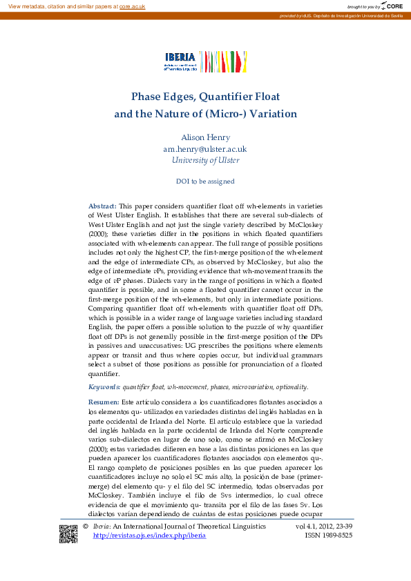(PDF) Phase Edges, Quantifier Float and the Nature of (Micro-­) Variation