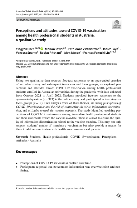 (PDF) Perceptions and attitudes toward COVID-19 vaccination among ...