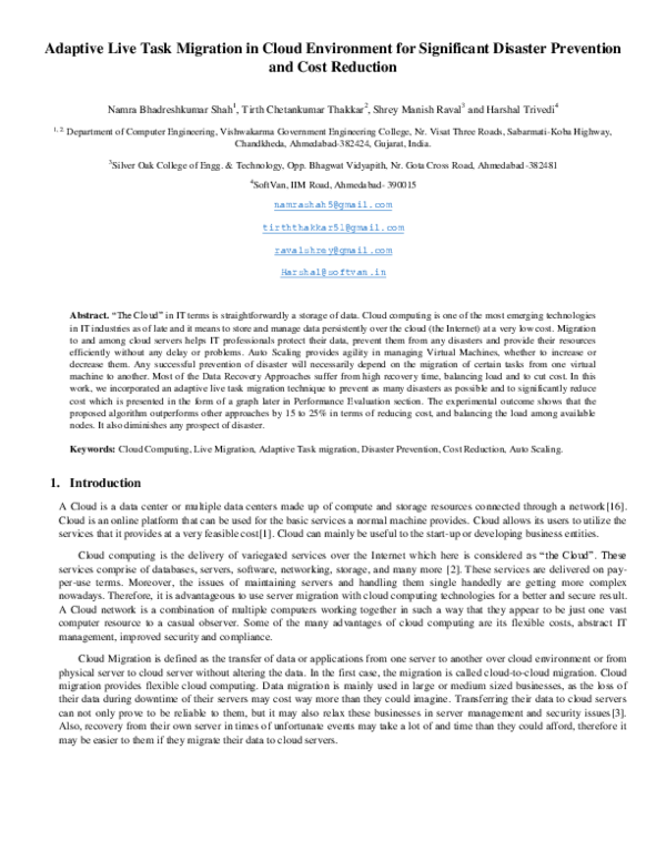 (PDF) Adaptive Live Task Migration in Cloud Environment for Significant ...