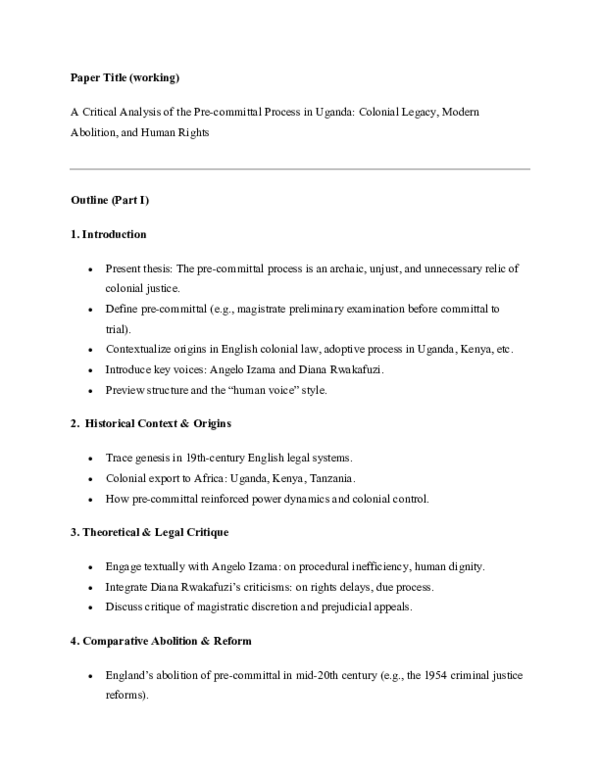 (PDF) A Critical Analysis of the Pre-committal Process in Uganda ...