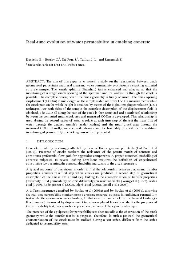 (PDF) Real-time evolution of water permeability in cracking concrete