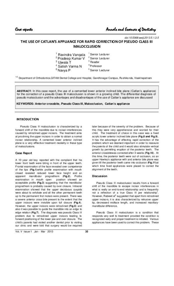 (PDF) The use of catlan's appliance for rapid correction of pseudo ...